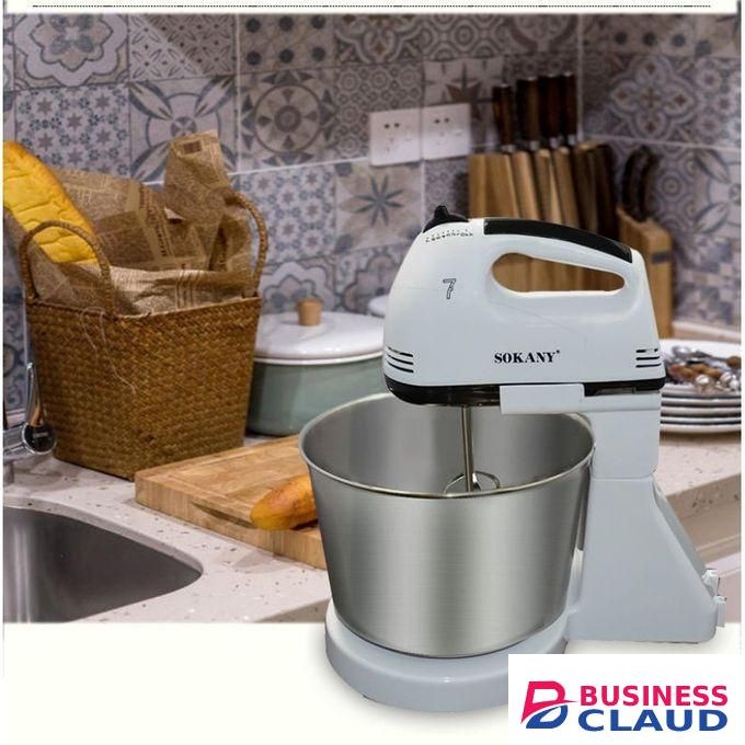 Sokany 7 Speed 250W Hand Mixer With 2 Dough Hooks And 2L Bowl