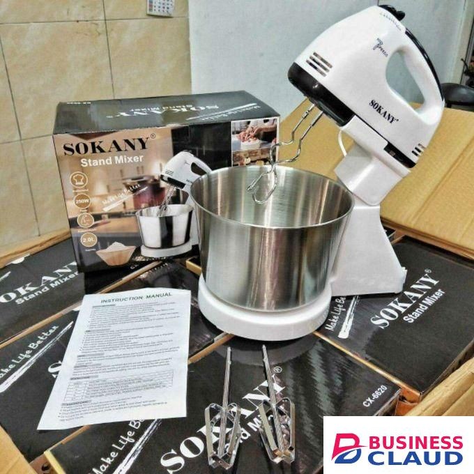 Sokany 7 Speed 250W Hand Mixer With 2 Dough Hooks And 2L Bowl