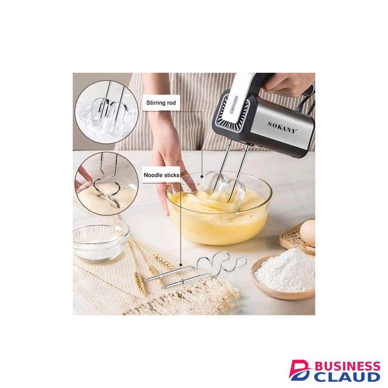 Sokany Heavy Duty Hand Mixer (Electric Whisk) 800W With 5 Speeds + Turbo Button, Twin Stainless Steel Kneader And Beater For Mixing, Whipping, Whisking, Kneading