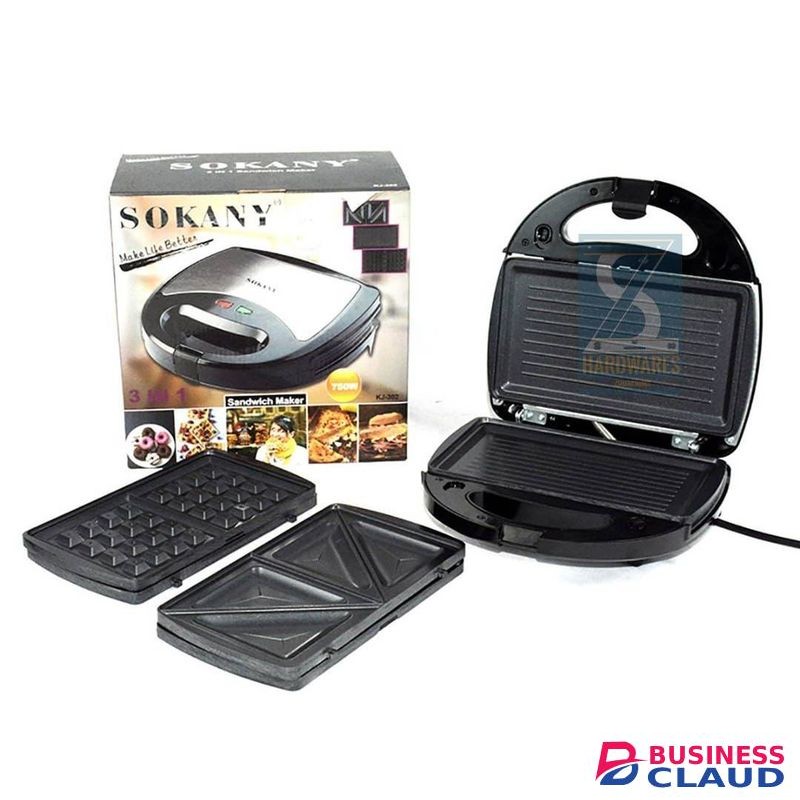 Sokany All 3 In 1 Sandwich, Waffle Maker & Grill Plates