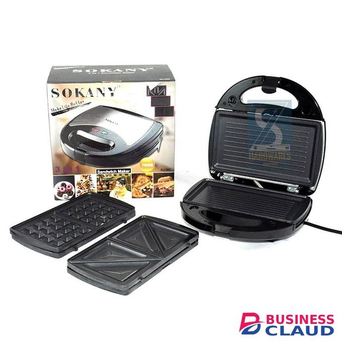 Sokany All 3 In 1 Sandwich, Waffle Maker & Grill Plates