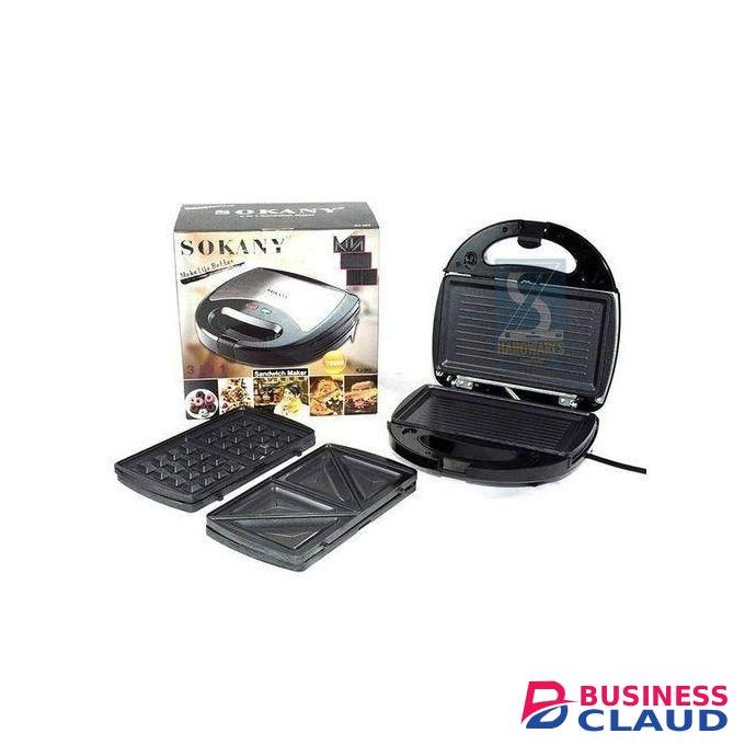 Sokany Durable All 3 In 1 Sandwich, Waffle Maker & Grill Plates