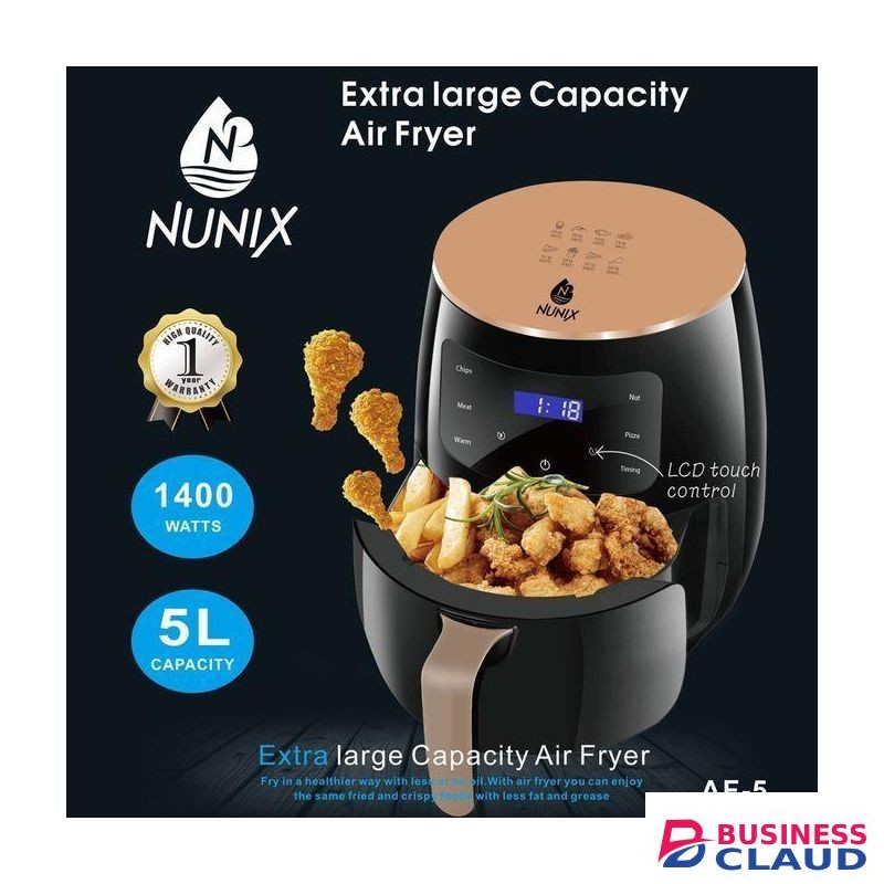 Nunix Extra Large Capacity Oil-Free Air Fryer – Healthy Fries Maker, 6L+ Fast Cooking, Low Fat Frying