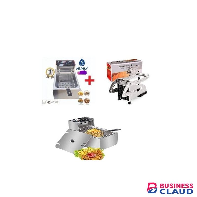 Nunix Single Deep Fryer Machine - 6L-2500W + Free Chipps Cutter