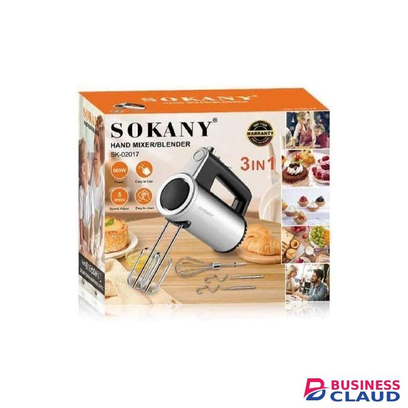 Sokany 3 in 1 800W Electric Hand Mixer Kitchen Handheld Mixer 5 Speed Powerful with Turbo for Baking Cake Lightweight & Personal Electric Mixer with Egg Baking Beaters Dough Hooks, Whipping Mixing Cookies