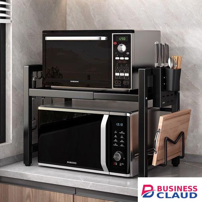 Expandable High Quality 1 Tier Modern Metallic Rust-Free Microwave Stand – Durable, Space-Saving Kitchen Organizer for Small Appliances, Toasters, and Pantry Items, Modern Minimalist Design