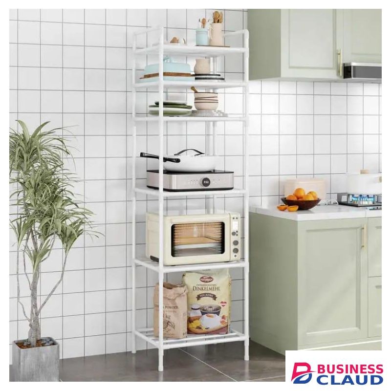Multipurpose Kitchen Storage Rack with Wheels – Durable Metal Frame Organizer for Cookware, Groceries, Small Appliances, and Pantry Items – Space-Saving Rolling Shelves for Modern Kitchens