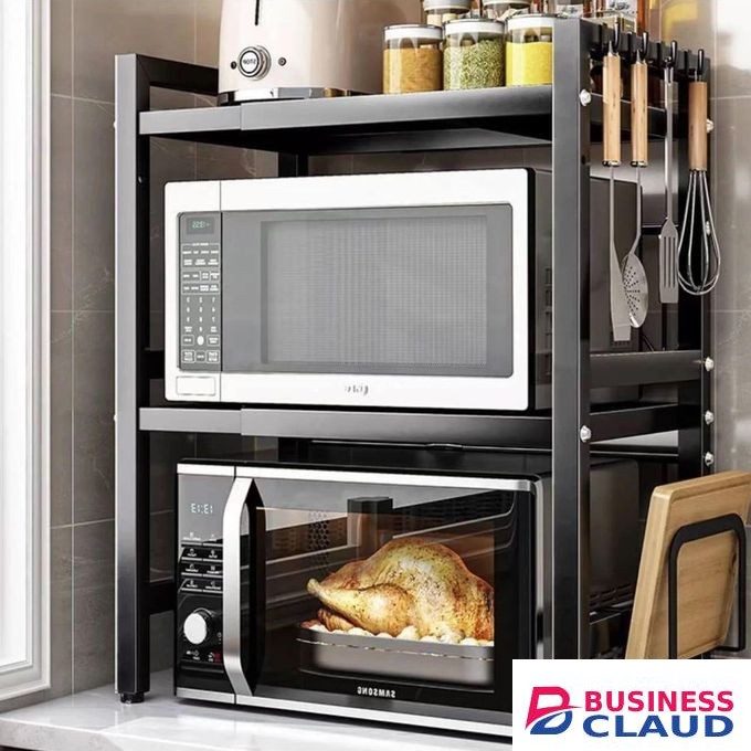 Expandable 2-Layer High Quality Modern Microwave Stand for Kitchen Counter, Space-Saving Vertical Organizer, Multipurpose Appliance & Pantry Rack, Durable and Stylish Design
