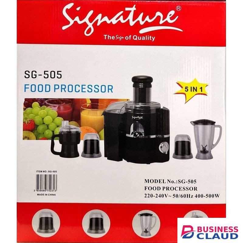Signature 5in1 Food Processor (500W) for Juicing, Chopping, Grinding and Healthy Living