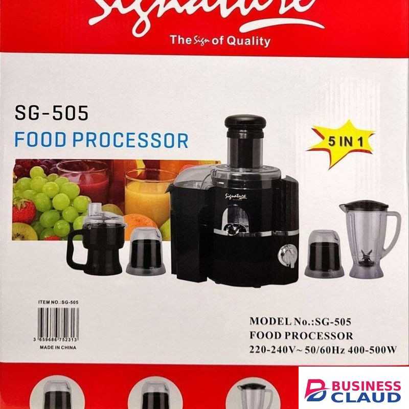 Signature 5in1 Food Processor (500W) for Juicing, Chopping, Grinding and Healthy Living