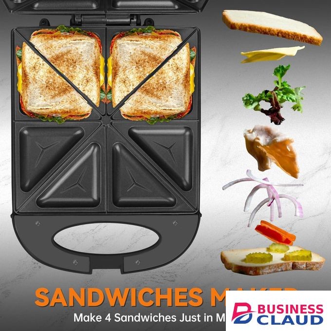 Sokany Breakfast Sandwich Maker, 4 Slices of Panini Grill Press Sandwich Maker, Electric Sandwich Maker with Indicator Light, Grill Cheese & Egg Muffin Sandwich Maker