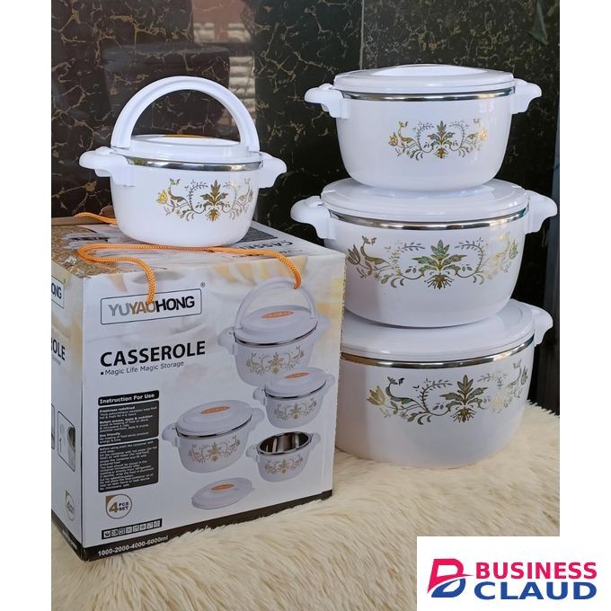 White 4PCS CASSEROLE HOTPOT SET Cook, serve, and enjoy your meals in style with this premium 4-piece casserole hotpot set perfect for family meals, parties, and daily cooking