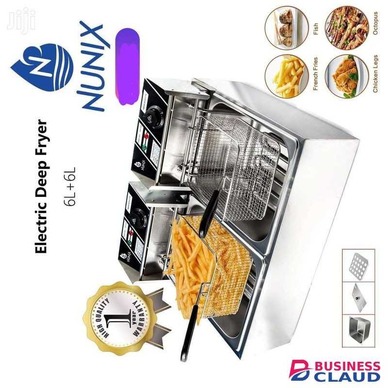 Nunix 6+6 Commercial Double Stainless Steel Deep Fryer-Twin Tanks