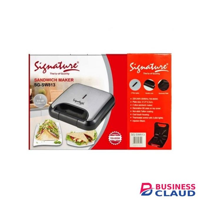 Signature 700-800W Quality Nonstick Teflon Coating Sandwich Maker