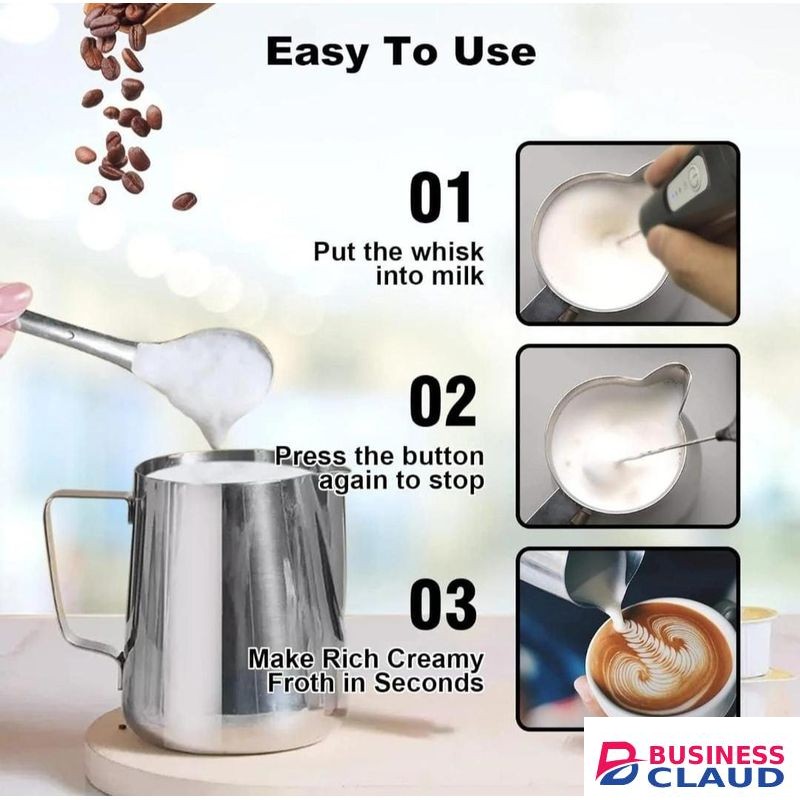 Rechargeable Mini Handheld Milk Frother with Stainless Steel Whisk Drink Mixer for Coffee, Lattes, Cappuccinos, Matcha