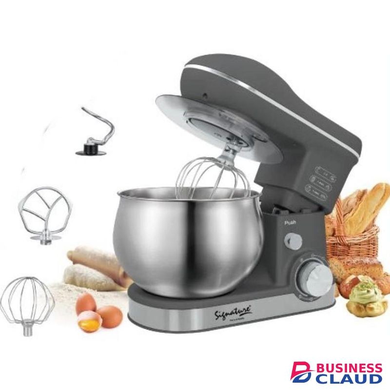 Signature 5 Liters Heavy Duty Commercial / Professional Kitchen Stand Mixer With Stainless Steel Bowl Egg Whisk, Dough Hook, Flat Beater