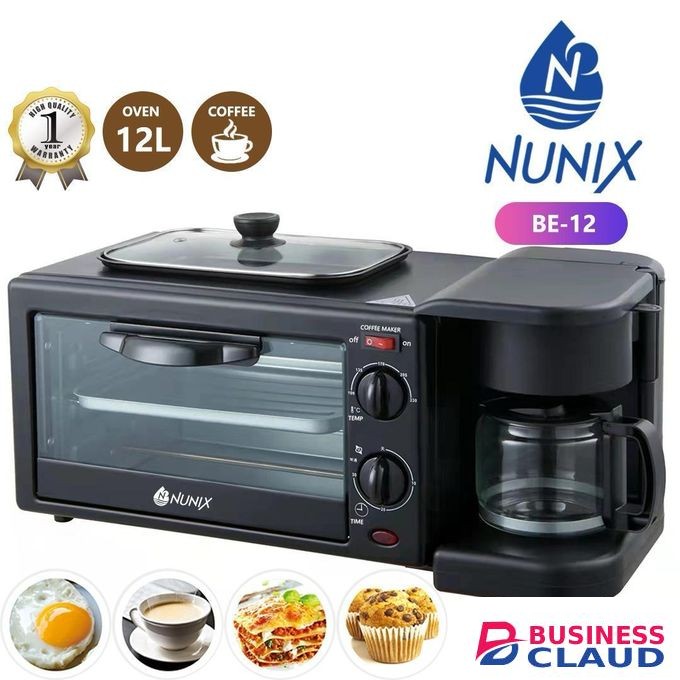 Nunix NEW!! 3-in-1 Breakfast Maker Machine with Coffee Maker & Grill BE-12