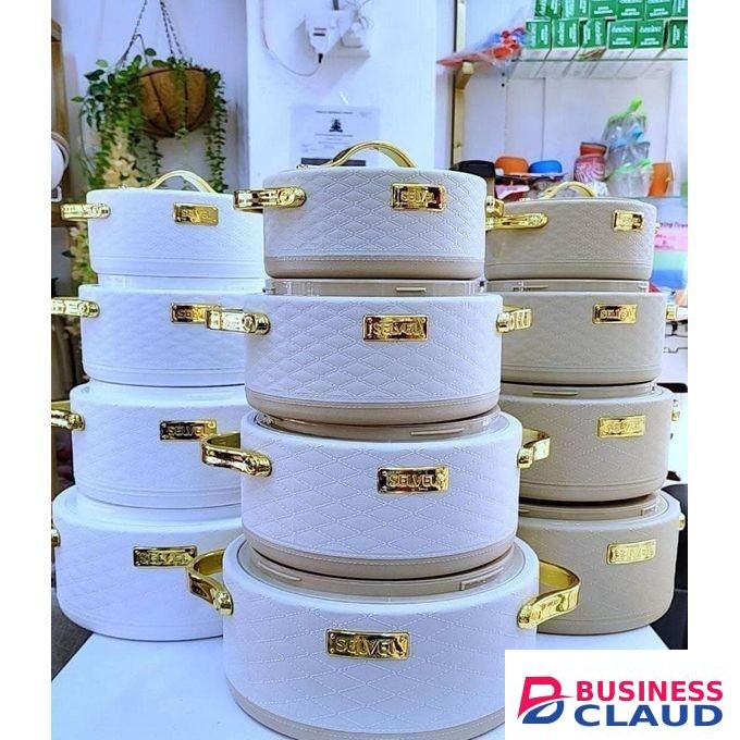Premium Quality 4pcs Leatherite Hotpots Set – Elegant Serveware (1000ml, 1500ml, 2500ml, 3500ml) White