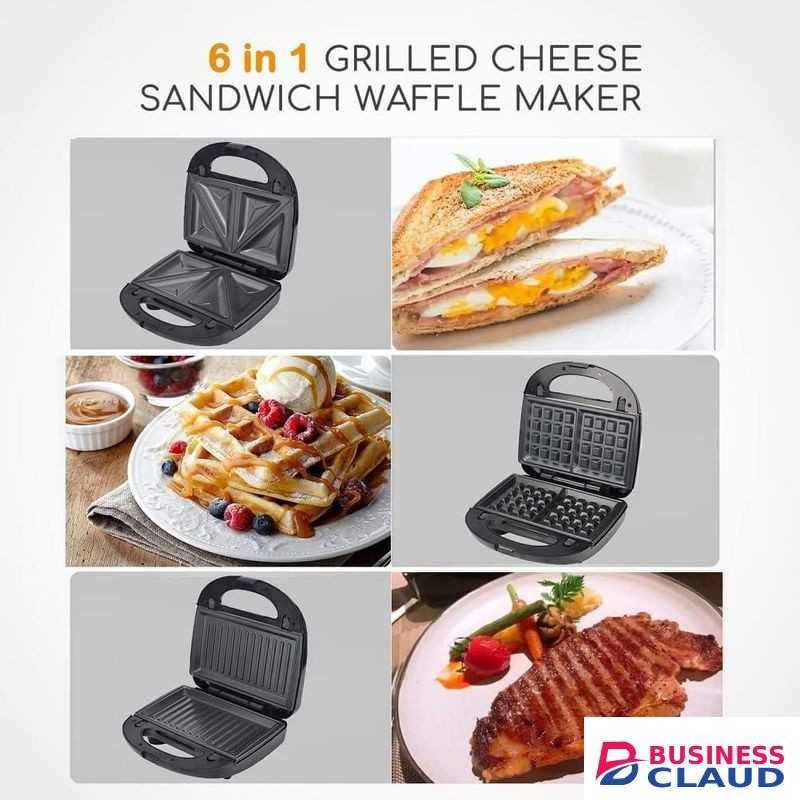 Sokany 6 in 1 Sandwich Maker with Removable Plates, Donut Maker Dual-Sided Heating Non-Stick Plates, Waffles, Walnut Cookie Maker, Multi Breakfast Maker for Grilled Cheese, Toast, Bread