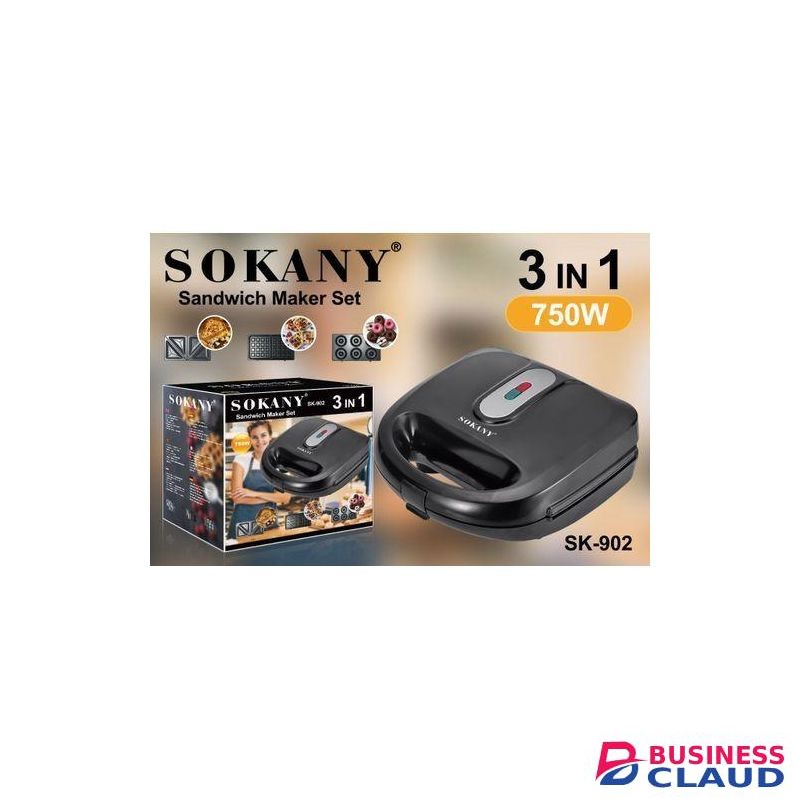 Sokany 3 In 1 Non Stick Sandwich,waffles And Doughnut Maker