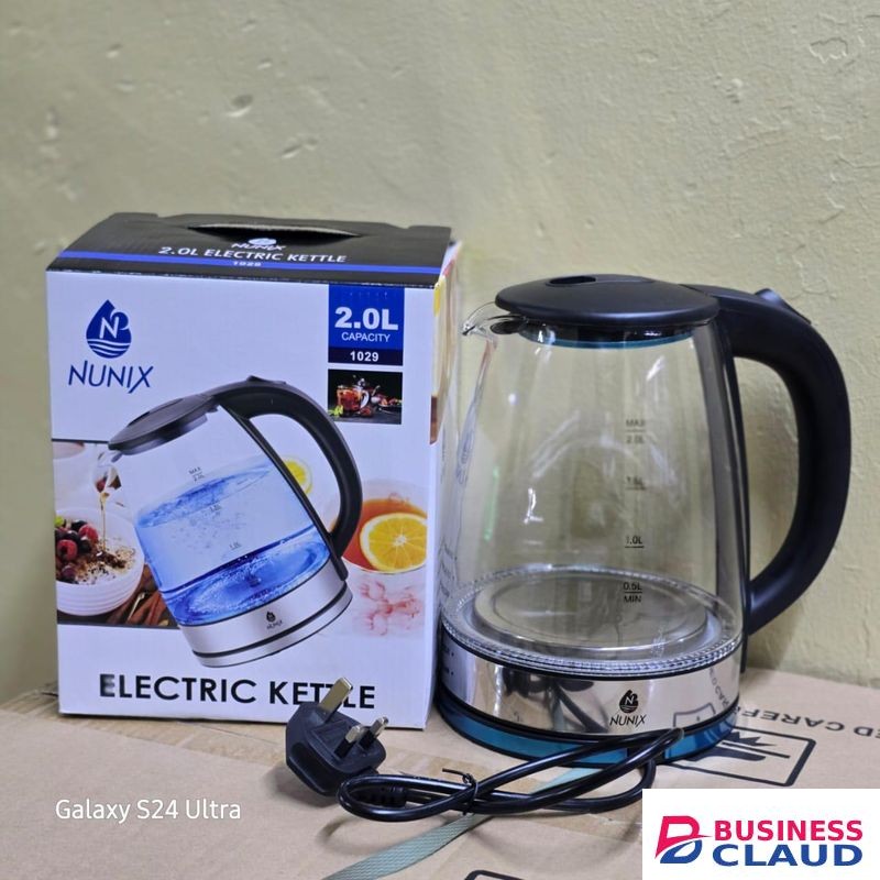 Nunix 2.0L Capacity Glass Electric Kettle Jug