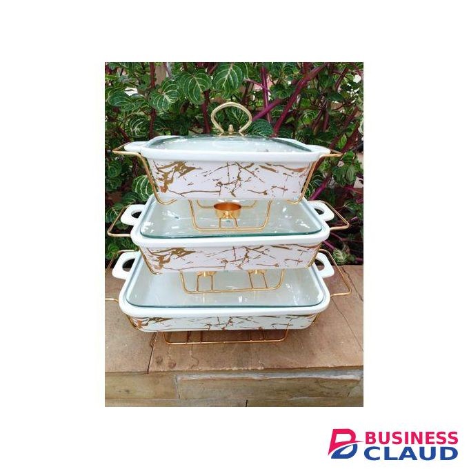 3 pieces Marble porcelain modern chaffing dishes