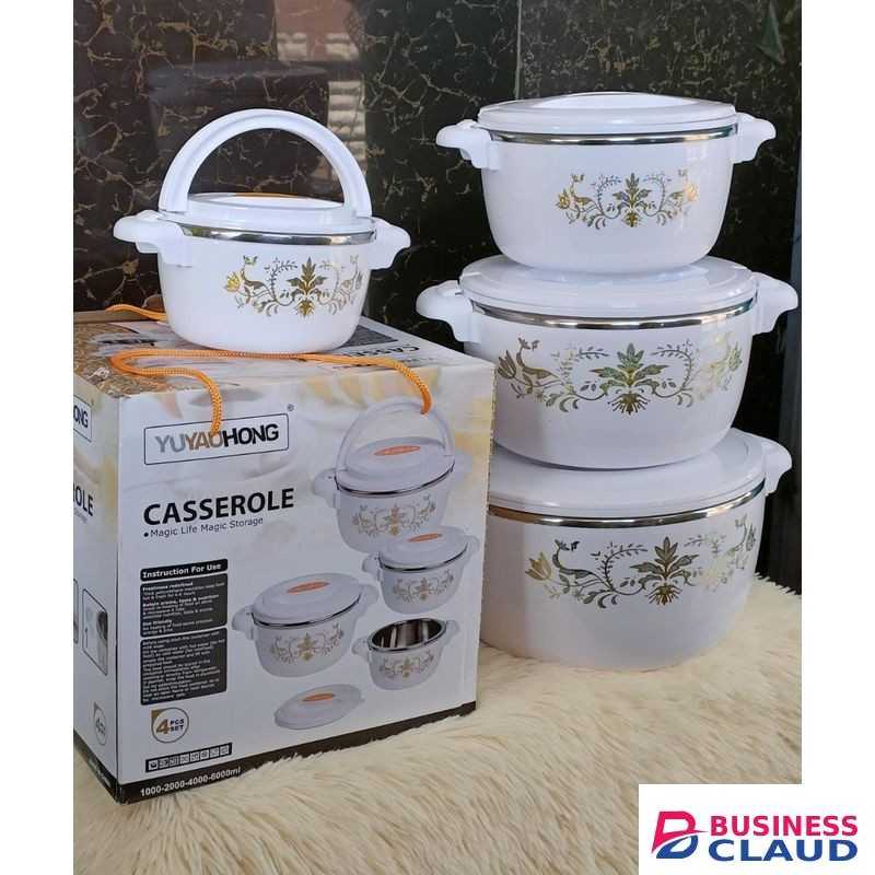 Set of 4 White Casserole Hotpots – Elegant Cooking, Perfect Serving!