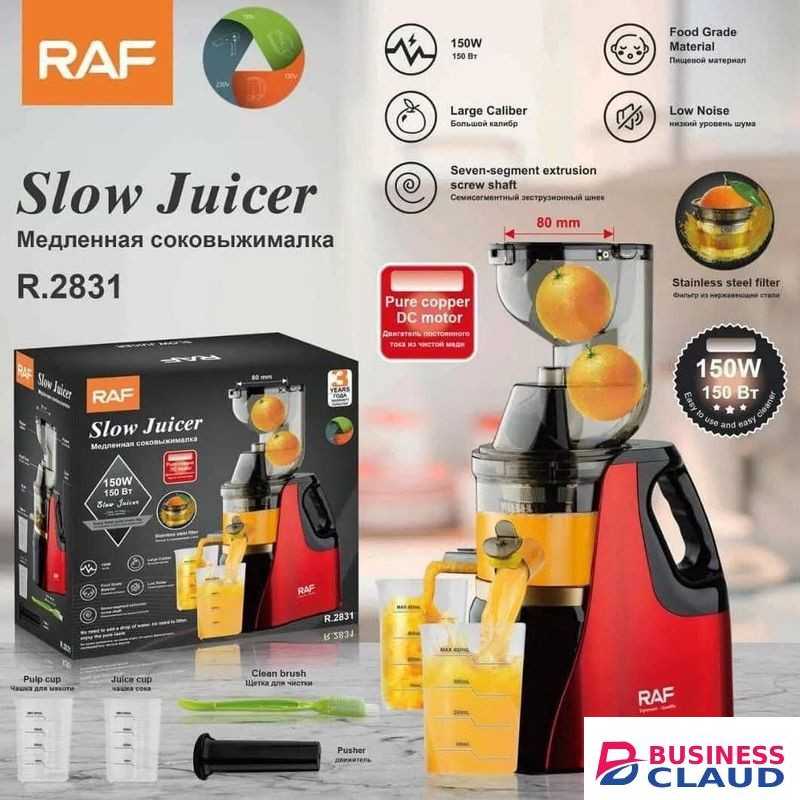 RAF Electric Slow Juicer With Powerful Motor & 2 Outlets For Juice & Pulp