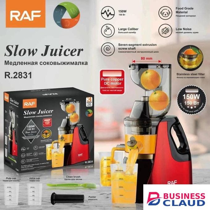 RAF Electric Slow Juicer With Powerful Motor & 2 Outlets For Juice & Pulp