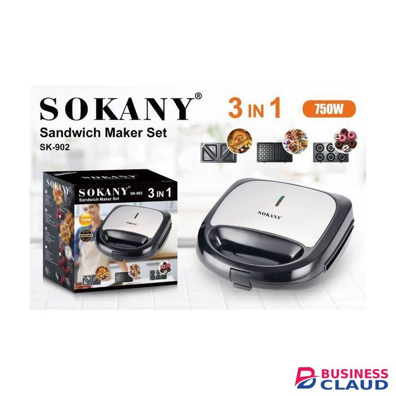Sokany 750W 3 In1 Sandwich Maker With bread toaster, donuts And Snack Makers