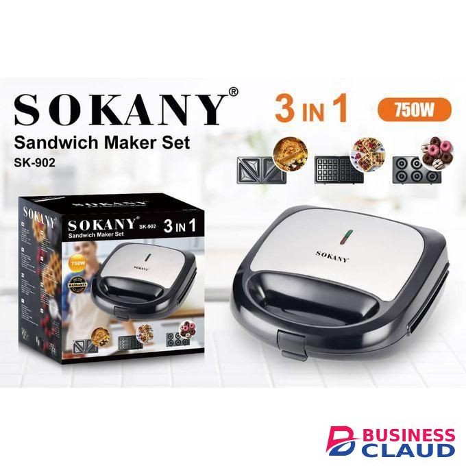 Sokany 750W 3 In1 Sandwich Maker With bread toaster, donuts And Snack Makers