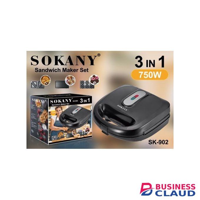 Sokany 3 In1 Non Stick Bread Sandwich,Doughnut Waffle Maker