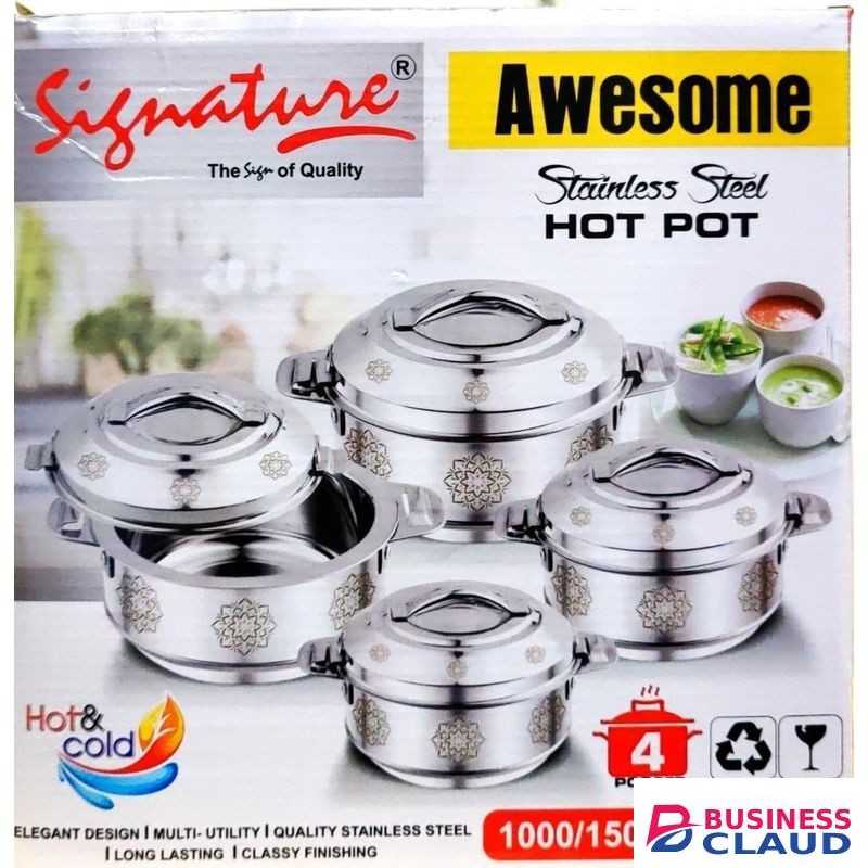 Signature Awesome 4-Piece Stainless Steel Hotpot Set – 1000ml to 3500ml