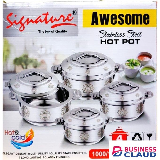 Signature Awesome 4-Piece Stainless Steel Hotpot Set – 1000ml to 3500ml