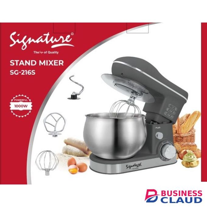 Signature Premium Quality Kitchen Stand Mixer Machine, 1000W, 5.0L Stainless Steel Bowl, Dough Hook, Beater & Whisk