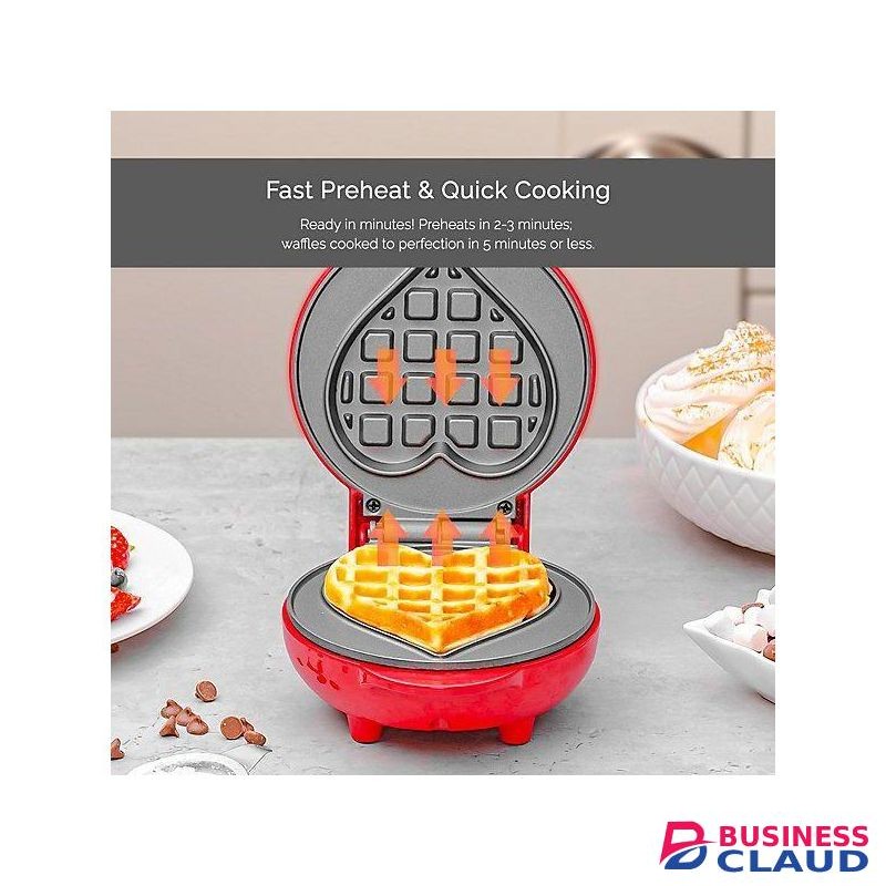 Mini Love-Shaped 5-Inch Waffle Maker – Cute, Compact & Perfect for Delicious Homemade Waffles!