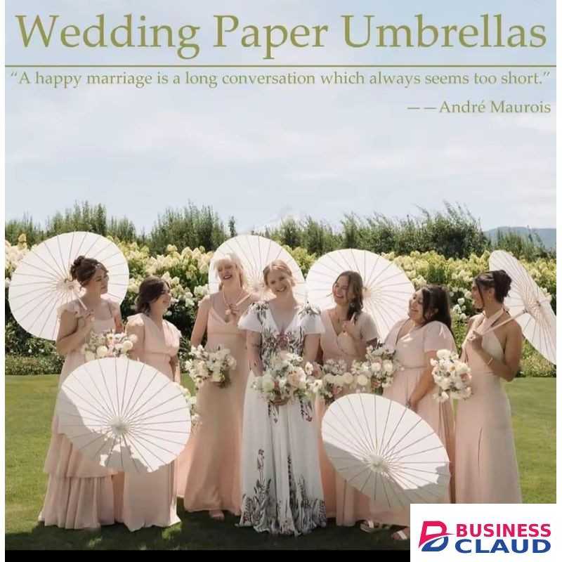 Paper Umbrella, White Color Parasol Wedding Umbrella Party Umbrellas