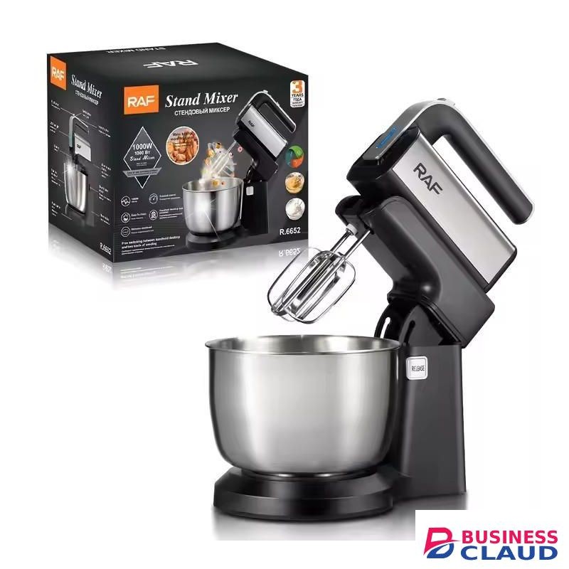 RAF 5-Speed Hand and Stand Mixer, 1000W , Black and Stainless Steel – Versatile Mixer for Baking, Whipping, and More