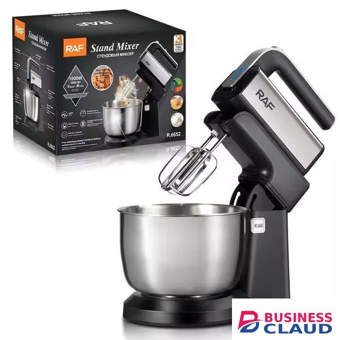RAF 5-Speed Hand and Stand Mixer, 1000W , Black and Stainless Steel – Versatile Mixer for Baking, Whipping, and More