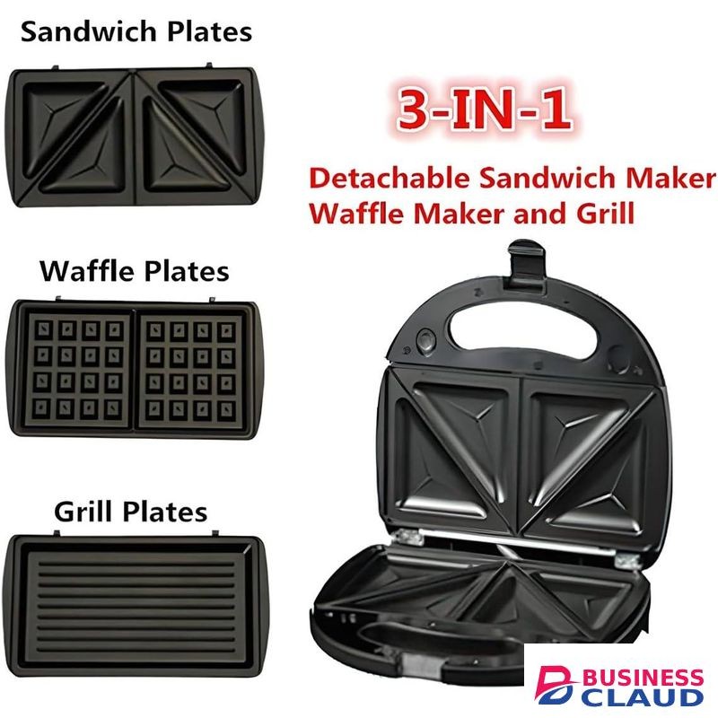 Sokany 3 in 1 Sandwich Maker with nonstick Interchangable plates for sandwich,waffle and grill