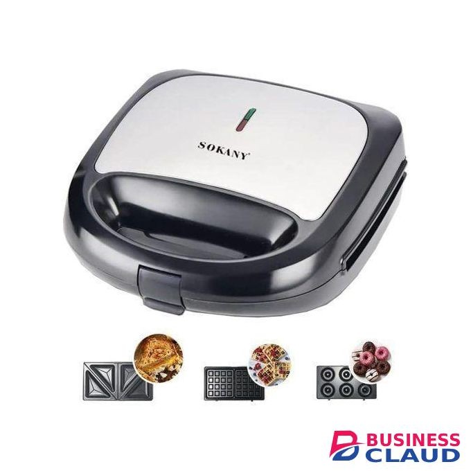 Sokany 3 In 1 Quality NonStick Sandwich Grill Doughnut Waffle Maker, bread toaster