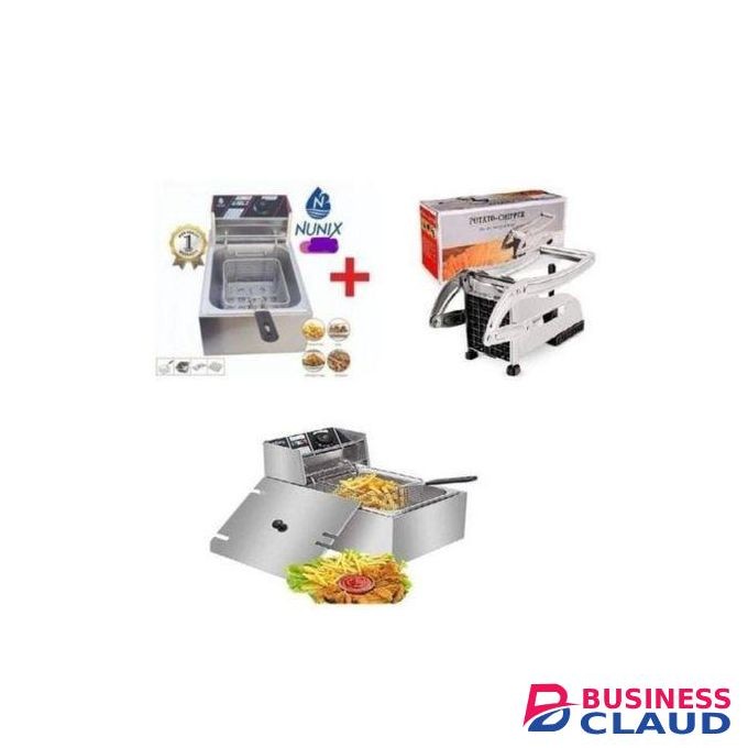 Nunix 6L Single Stainless Steel Electric Deep-fryer For Chips 2500W. + Free Chips Cutter