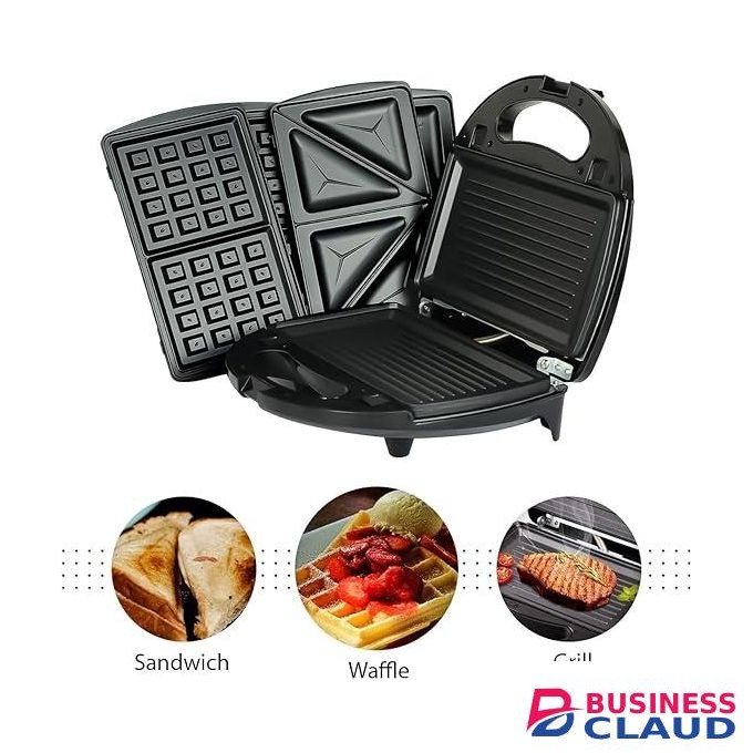 Sokany 3-in-1 Snack Maker, Sandwich, Waffle And grill/Panini Press With Non-Stick Interchangeable Plates