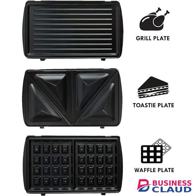 Sokany 3-in-1 Snack Maker, Sandwich, Waffle And grill/Panini Press With Non-Stick Interchangeable Plates