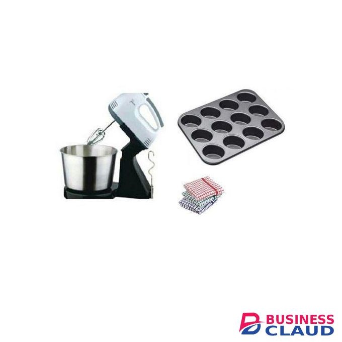 Scarlet 7 Speed Hand Mixer With Bowl + Muffin Tray Plus Free Towels
