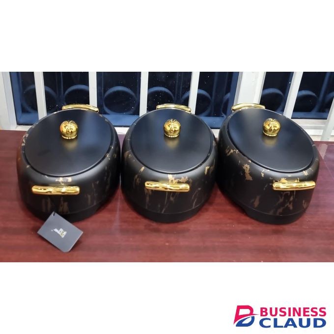 Very High Quality Forever Gold Marble Profile Insulated Hotpots – Set of 3