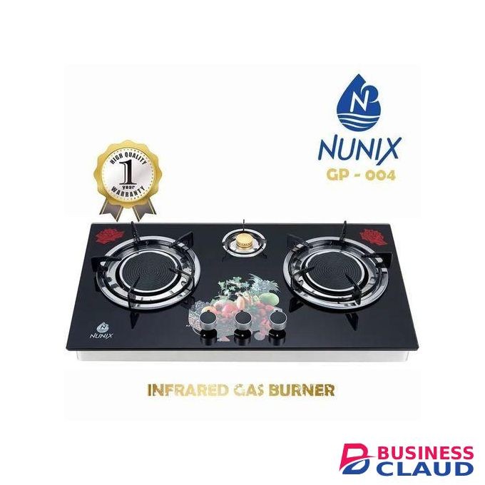 Infrared 3 Burner Glass Top With 6kg Reg/pipe/tightener