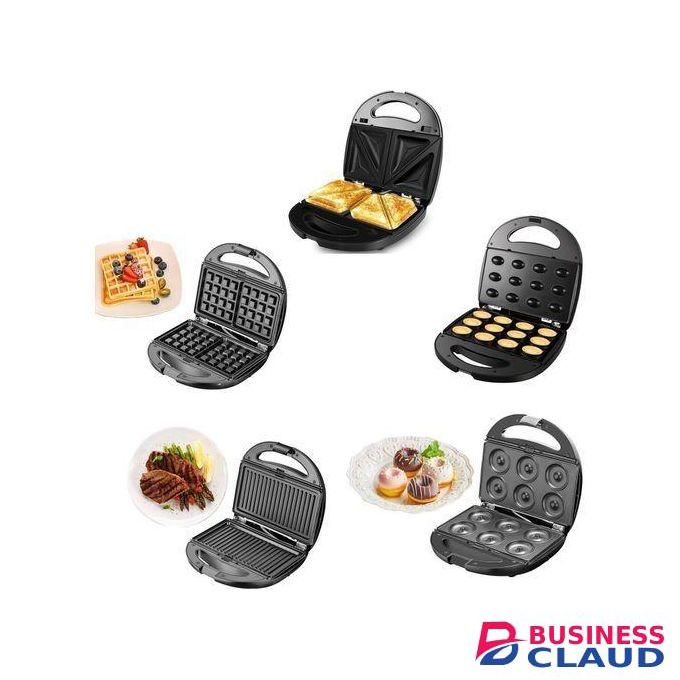 RAF Electric Waffle Maker 5 in 1,Toasted Sandwich Maker,Quick Breakfast Multifunctional Iron Machine,Removable Nonstick Plates Premium Baking Pan,for Waffles,Donuts,Steak Panini