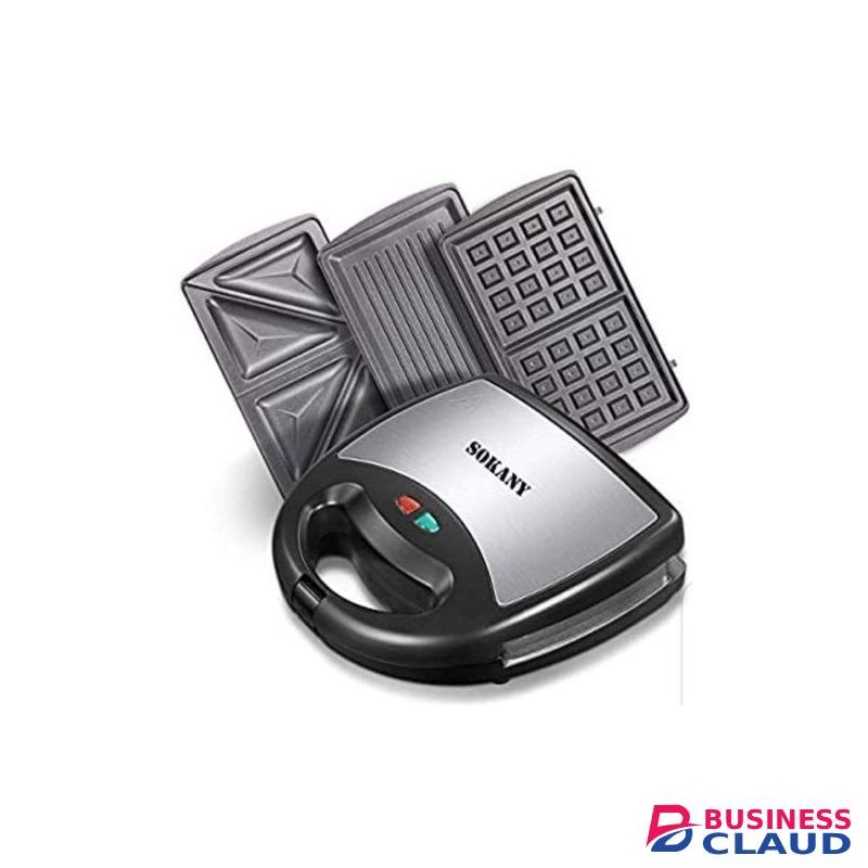 Sokany 3 In 1 Sandwich (two Slices Bread Toaster), Waffle & Grill