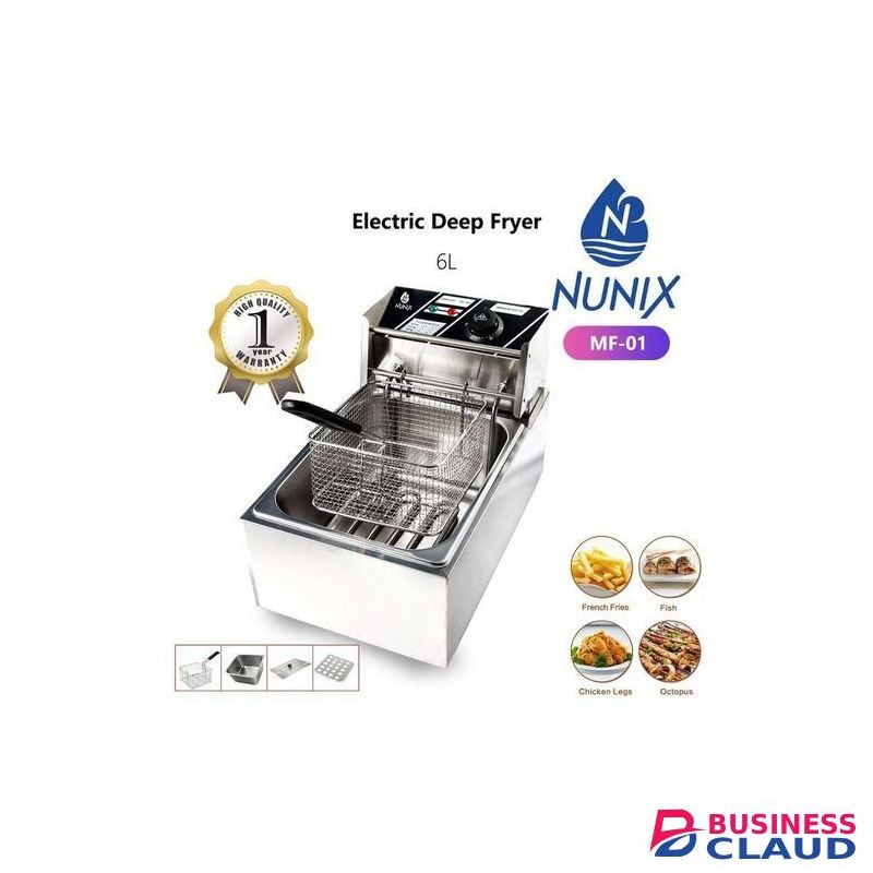 Nunix Chips/Chicken Stainless Steel Electric Deep Fryer 6 Litres
